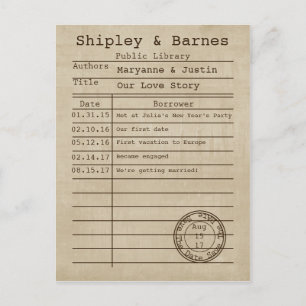 Cartão Postal De Anúncio Economias velhas do cartão de biblioteca do tempo