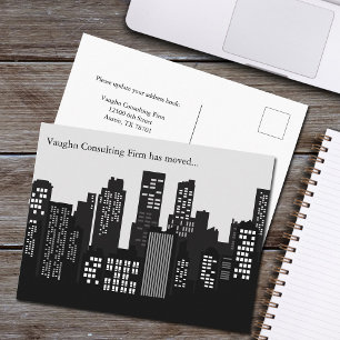 Cartão Postal De Anúncio Edifício Preto Branco Céu Negócios Mudança