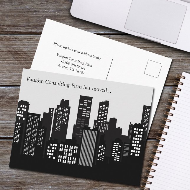 Cartão Postal De Anúncio Edifício Preto Branco Céu Negócios Mudança (Criador carregado)