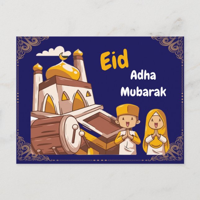 Cartão Postal De Anúncio Eid Al-Adha Mubarak Greeting Card (Frente)