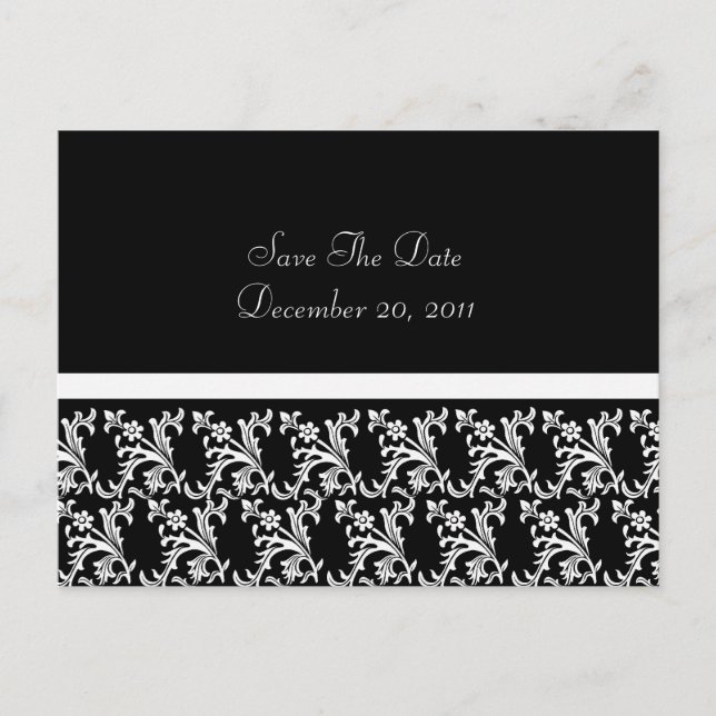 Cartão Postal De Anúncio Elegância em Preto e Branco com Renda (Frente)