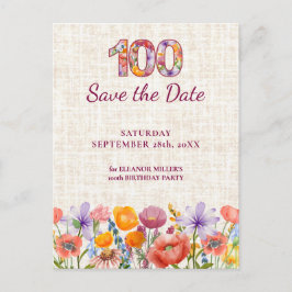 Cartão Postal De Anúncio Elegant 100th Birthday - Floral Numbe 100