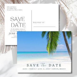 Cartão Postal De Anúncio Elegant Beach Wedding Save the Date
