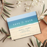 Cartão Postal De Anúncio Elegant Beach Wedding Save The Date<br><div class="desc">Um casamento elegante e simples na praia,  salve os cartões postais para o seu casamento na praia. Adicione seus detalhes à parte frontal e traseira da placa usando o modelo.</div>