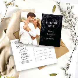Cartão Postal De Anúncio Elegant Midnight Rose Wedding Photo Save the Date