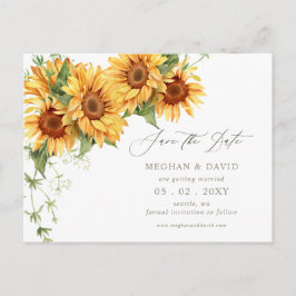 Cartão Postal De Anúncio Elegant Sunflowers Garden Floral Save the Date