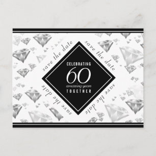 Cartão Postal De Anúncio Elegante 60º Aniversário de Casamento de Diamante