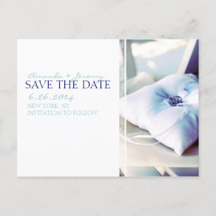 Cartão Postal De Anúncio Elegante Almofada de Anel Save the Date