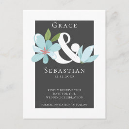 Cartão Postal De Anúncio Elegante Ampersand Floral Casamento Save The Date