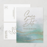 Elegante Aquarela Aquático Oceano & Dourado Salve