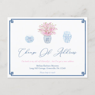 Cartão Postal De Anúncio Elegante Azul Marinho Rosa Divórcio Mudança de End