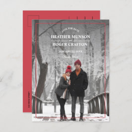 Cartão Postal De Anúncio Elegante Borda Simples Foto Casamento Salve a Data