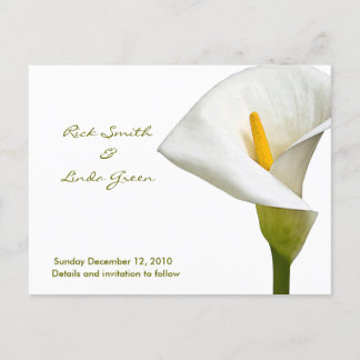 Cartão Postal De Anúncio Elegante Cala Lily - Salve a Data branco