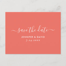 Cartão Postal De Anúncio Elegante Casamento Coral Save The Date