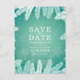Cartão Postal De Anúncio Elegante Casamento de Inverno Salve a Data