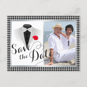 Cartão Postal De Anúncio Elegante Casamento Gay Salve a data com Foto