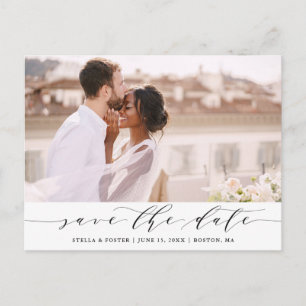 Cartão Postal De Anúncio Elegante Casamento Salve a Data Foto