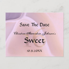 Cartão Postal De Anúncio Elegante Crystal Pink Sweet 16 Salve A Data