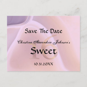 Cartão Postal De Anúncio Elegante Crystal Pink Sweet 16 Salve A Data
