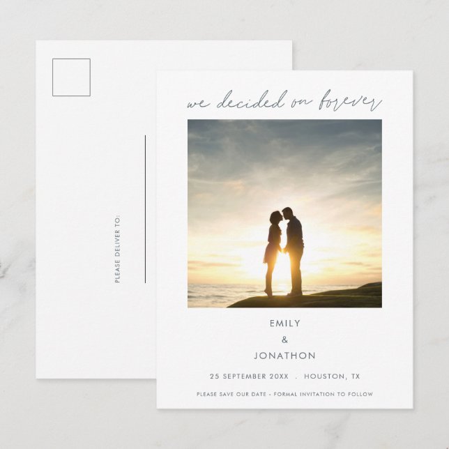 Cartão Postal De Anúncio Elegante Decidimos sobre Foto para sempre (Frente/Verso)