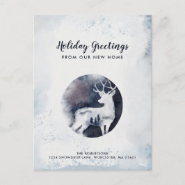 Cartão Postal De Anúncio Elegante Deer Winter Scene Moving