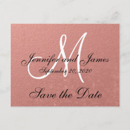 Cartão Postal De Anúncio Elegante Faux Dourado Rosa Save the Date