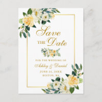 Elegante Flor de Ouro Amarelo Save the Date