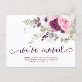 Cartão Postal De Anúncio Elegante Floral Aquarela Mudamos Endereço Novo