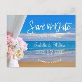 Cartão Postal De Anúncio Elegante Floral Praia Casamento de Verão Salve a D