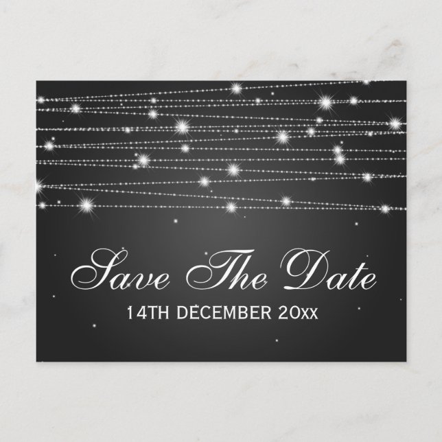 Cartão Postal De Anúncio Elegante Guardar A Data Das Linhas Espumantes Pret (Frente)