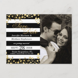 Cartão Postal De Anúncio Elegante Moderno Faux Dourados Splatters and Strip