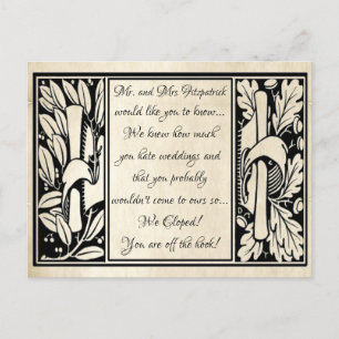 Cartão Postal De Anúncio Elegante Pergaminho Vintage Divertido Fomos Casar