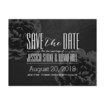 Elegante Preto Floral Casamento Salve a Data