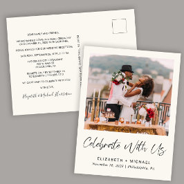 Cartão Postal De Anúncio Elegante Recepção de Casamento com Creme de Foto