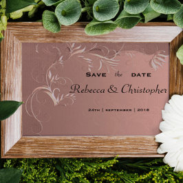 Cartão Postal De Anúncio Elegante Rosa Dourado Casamento Salve a Data