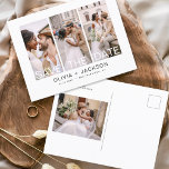 Cartão Postal De Anúncio Elegante Salve a Data 4 Foto em Branco - Carta<br><div class="desc">Foto moderna e elegante Guarde o Cartão de Casamento de Data. O cartão de convite para salvar data inclui tipografia branca e chic e design simples em um fundo branco ao qual você pode adicionar sua fotografia personalizada de noivado.</div>