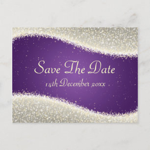 Cartão Postal De Anúncio Elegante Salve A Data Esmagadora Esmaga Roxo