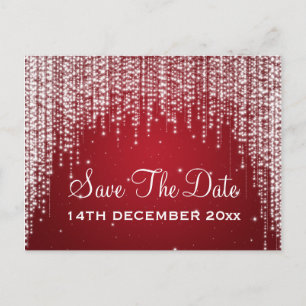 Cartão Postal De Anúncio Elegante Salve A Noite De Dazzle Red