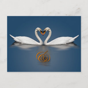 Cartão Postal De Anúncio Elegante Salve A Placa Data Swan Foto Heart