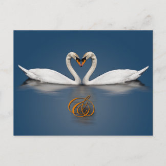Cartão Postal De Anúncio Elegante Salve A Placa Data Swan Foto Heart