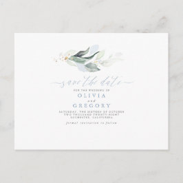 Cartão Postal De Anúncio Elegante Save the Date de Vegetação Minimalista