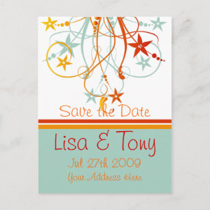 Cartão Postal De Anúncio Elegante Swirls para Salvar a Data - Personalizado