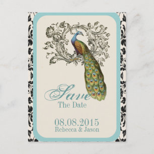 Cartão Postal De Anúncio elegantes espirais floral de lírio vintage pavão c