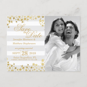 Cartão Postal De Anúncio Elegantes respingos e listras modernas em dourado