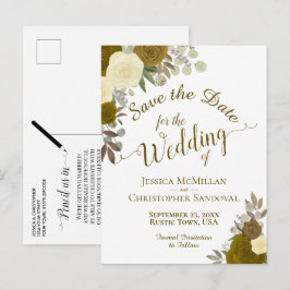 Cartão Postal De Anúncio Elegantes Rosas Douradas ou Amarelas no Casamento 