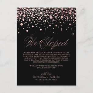 Cartão Postal De Anúncio Elopemento Negra de Casamento rosa Gold Foil Confe