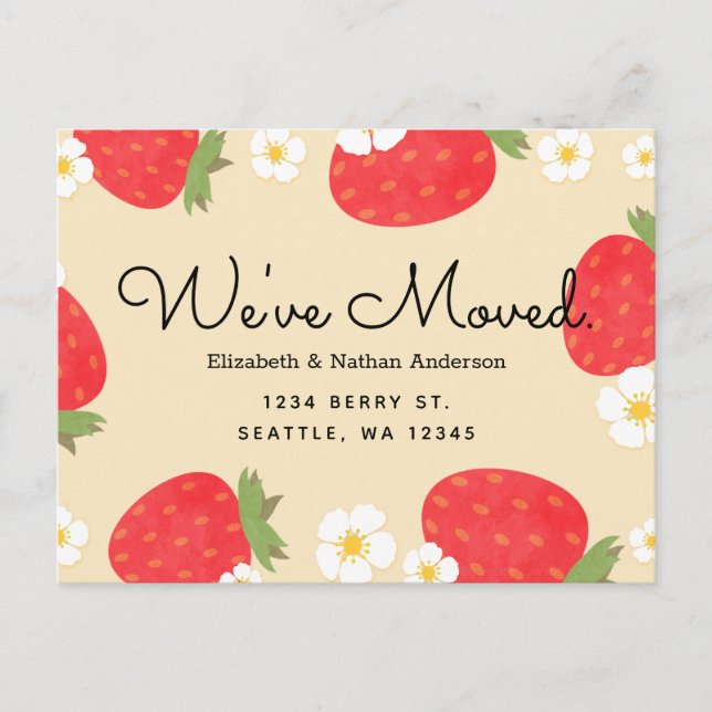 Cartão-postal de Anúncio em Movimento de Morango (Frente)