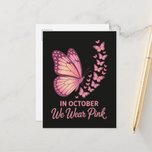 Cartão Postal De Anúncio Em Outubro Borboleta de Peito Rosa