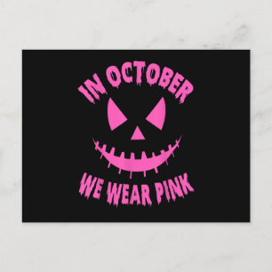 Cartão Postal De Anúncio Em outubro, Vestimos O Pink Breu Cancer Pumpkin Ha