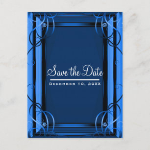 Cartão Postal De Anúncio Empresa Blue Elegant Data de Salvamento Corporativ